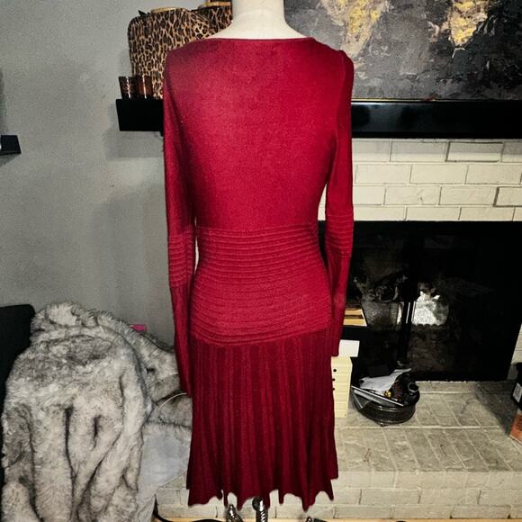 MAX STUDIO Fitted Knit Stretch Delores’s Autumn Rust Long Sleeve Size Large - Picture 7 of 9